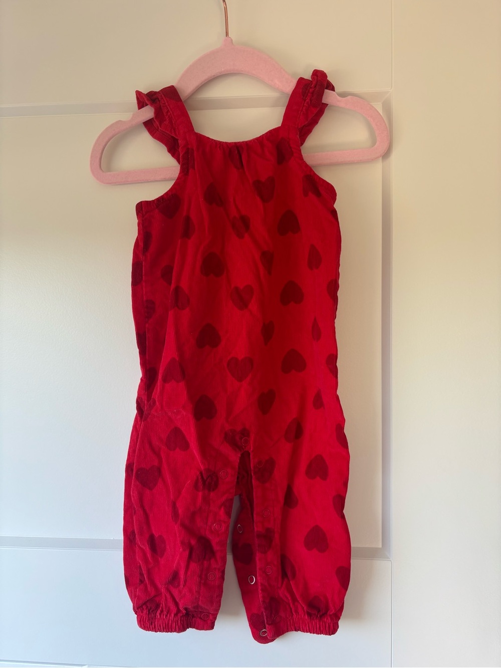 Cat & Jack Red Heart-Print Romper Jumpsuit